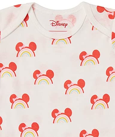 Amazon Essentials Disney | Marvel | Star Wars | Princess Baby Girls' Short-Sleeve Bodysuits, Pack of 6, Minnie Rainbow Chaser, Preemie - Image 6