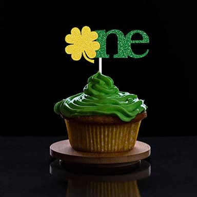 Estivaux 13 PCS St Patrick's Day Cupcake Toppers Decorations, Glitter Green Shamrock Cake Toppers Golden Luck Words Cupcake Picks for St Patrick's Day Party Custome Cosplay Carnival Decorations - Image 5
