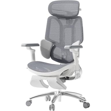 Hbada E3 Ultra Ergonomic Office Chair, with 3-Zone Dynamic Lumbar Support, 360° Mechanical Armrests, 4D Adjustable Headrest, Aluminum Alloy, Premium Mesh, Grey - Image 9