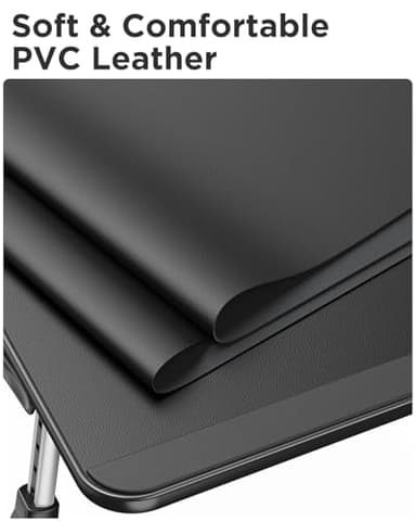 SAIJI Leather Laptop Bed Tray Table, Adjustable Laptop Stand with Removable Stopper, Portable Lap Desks with Foldable Legs, Notebook Stand Breakfast Reading Desk for Sofa Couch((Medium, Black) - Image 3