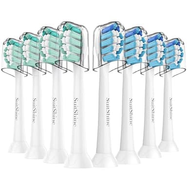 SuitShine Replacement Toothbrush Heads Compatible with Philips Sonicare and More Click-on Handles 8 Pack White - Image 1