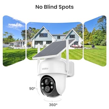 AOSU Security Cameras Outdoor Wireless, 2 Cam-Kit, No Subscription, Solar-Powered, Home Security Cameras System with 360° Pan & Tilt, Auto Tracking, 2K Color Night Vision, Easy Setup, 5G & 2.4G WiFi - Image 5