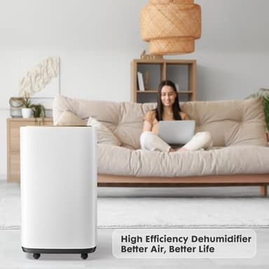 Sweetcrispy 4,500 Sq.Ft Energy Star Dehumidifier for Basement with Drain Hose, 50 Pint Portable Dehumidifiers for Home Bedroom Bathroom Large Room, Powerful Moisture Removal and Humidity Control - Image 9