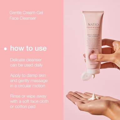 Natio Australia Rosewater Hydration Gentle Cream-Gel Face Cleanser, 3.3 oz - Facial Cleanser with Rosewater - Travel Size Face Wash for All Skin Types - Image 5