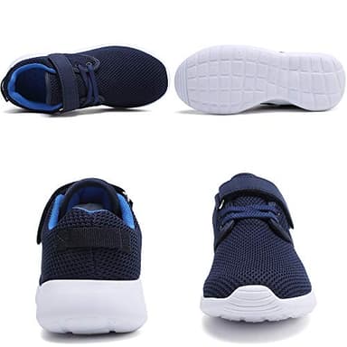 TOEDNNQI Boys Girls Sneakers Kids Lightweight Breathable Strap Athletic Running Shoes for Toddler/Little Kid/Big Kid 179-Blue/White Size 1 - Image 4