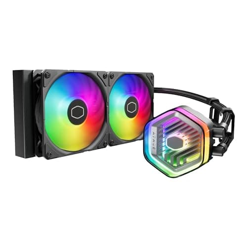 Cooler Master 240 Atmos High Performance Close-Loop AIO Liquid Cooler, R9|i7 Dual Chamber Pump, Customize Cover, Sickleflow Edge PWM, aRGB Lighting, AMD Ryzen AM5|4, Intel LGA 1851|1700 Platform - Image 1