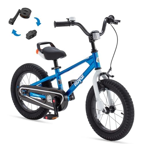 RoyalBaby EZ Toddlers Kids Bike, 14 Inch Wheel Bicycle with Quick Release Crank for Beginners Boys Girls Ages 3-5 Years, Easy Learn Biking, Royal Blue - Image 1