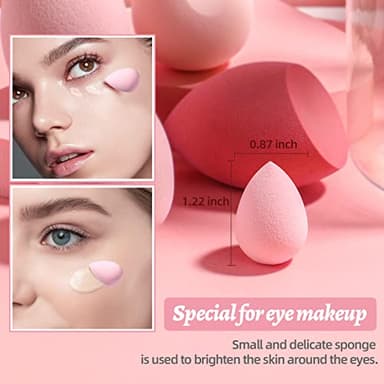 Makeup Sponge Set BS-MALL with Storage Case 7 Pcs for Liquid, Cream, and Powder,SAVE Foundation with 1 Mini Makeup Sponge For Travel Daily Use (A-Pink） - Image 4