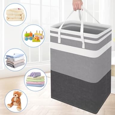 BlissTotes 3-Pack Laundry Basket, Freestanding＆Waterproof Laundry Hamper, Collapsible Tall Clothes Hamper with Easy Carry Handles for Clothes, Towels in the Family and Dorm,Gradient Grey,75L - Image 7