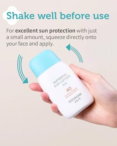 GOONGBE Waterful Sun Lotion Mild SPF 40 - Zinc Oxide Water Resistant Mineral Sunscreen for Babies, Kids & Adults - Hypoallergenic, Vegan, Reef-Safe - Korean Sun Care for Sensitive Skin, 2.82 fl.oz. - Image 5