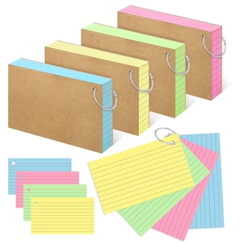 YAGUAO Colored Index Cards 4x6 Inch Flash Cards with Ring Lined Flashcards Heavyweight Note Cards for Studying School Supplies, 148 Count - Image 1
