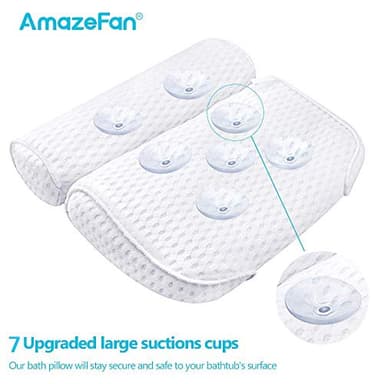 AmazeFan Bath Pillow, Bathtub Spa Pillow with 4D Air Mesh Technology and 7 Suction Cups, Helps Support Head, Back, Shoulder and Neck, Fits All Bathtub, Hot Tub and Home Spa [US. Patent Design] - Image 4