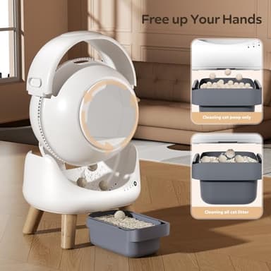 SHETAZ Self Cleaning Litter Box,Automatic Cat Litter Box for Multiple Cats,Robot with APP Control,Dual Safety Protection,Odor-Free Waste Disposal Includes Trash Bags,White - Image 8