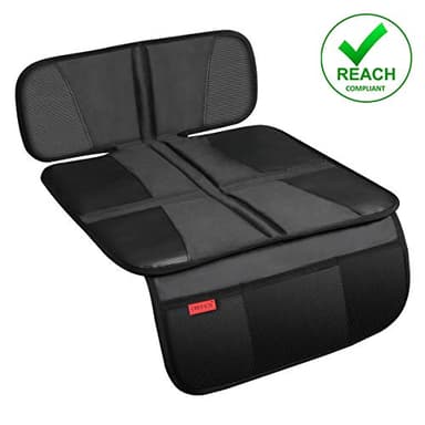 Kaiphy Car Seat Protector - Seat Protection Mat - Thick Padding - Durable, Waterproof Fabric, Leather Reinforced Corners & 3 Pockets for Handy Storage Black - Image 8