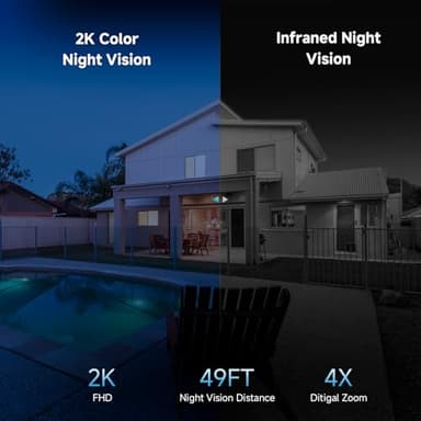 Oculview 2K Solar Security Cameras Wireless Outdoor, 2PCS Outdoor Camera Wireless with 360° View, Cameras for Home Security with Color Night Vision/2-Way Audio, 2.4GHz Wi-Fi Only - Image 4
