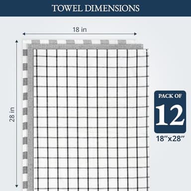 LANE LINEN Kitchen Dish Towels Set of 12 – 18”x28” Soft & Quick-Drying Hand and Tea Towels, Premium Decorative Kitchen Towel – Black - Image 3