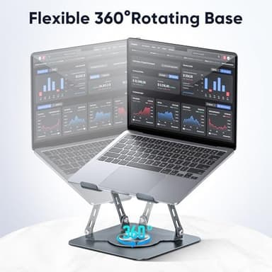 mearens Laptop Stand, 360° Rotating Foldable Adjustable Computer Stand for 8 to 17.3 inches Laptop & Tablet, Carbon Steel, 45LB Capacity, Anti-Slip, Ergonomic Design (Starry Gray - Image 5