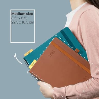 POPRUN Monthly Planner 2025-2026 Medium Size (6.5'' x 8.5'') 18 Months Calendar (Jan 2025 - Jun 2026) - 4 Pages per Month with Monthly Expense & Notes, Vegan Leather Cover - Burgundy Red - Image 5