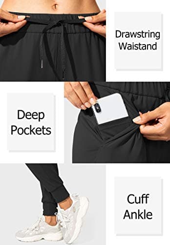 SANTINY Women's Joggers Pants Pockets Drawstring Running Sweatpants for Women Lounge Workout Jogging(Black_L) - Image 3