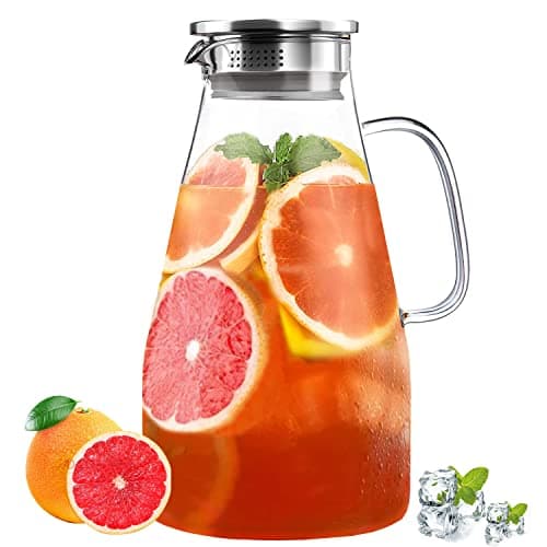 3 Quart Glass Pitcher with Lid,96 oz -Iced Tea Pitcher, Juice, Milk, Coffee, Lemonade - Borosilicate Boiling Glassware - Hot & Cold Beverages Christmas Gift,New Year Gift - Image 1