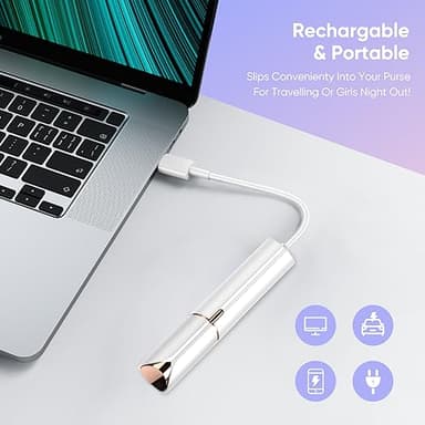 Facial Hair Remover for Women- as Seen on TV Painless Face Shaver -Mini Hair Remover, Electric Razor Shaver Portable Bikini Epilator for Lips, Chin, Armpit, Peach Fuzz, Fingers, Neck, Cheek (White - Image 4