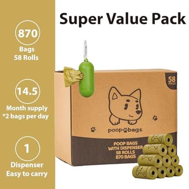 Lesibag Scented Dog Poop Bags With Dispenser, Strong and Leak-proof Waste Bags for Pets, 870 Count (58 Packs of 15), 13 Inch x 9 Inch (Khaki) - Image 6