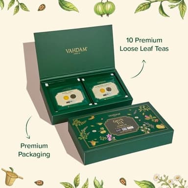 VAHDAM, Assorted Green Tea Loose Leaf Tea Gift Set (10 Flavors) Gift Ideas for Women & Men | Exotic Himalayan Green Tea Blends | Resealable Ziplock Pouch | Gifts for Him/Her - Image 8