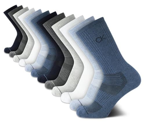 Calvin Klein Mens Crew Socks - 12 Pack Soft Stretch Breathable Athletic Socks for Men for Sports and Running (Size 7-12), Size 7-12, Blue Assorted - Image 1