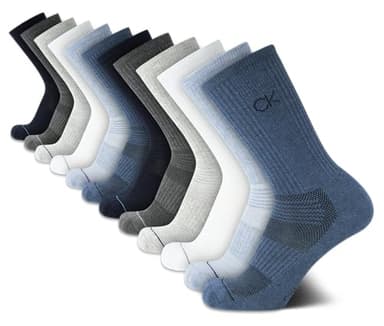 Calvin Klein Mens Crew Socks - 12 Pack Soft Stretch Breathable Athletic Socks for Men for Sports and Running (Size 7-12), Size 7-12, Blue Assorted - Image 1