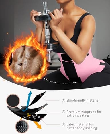 FeelinGirl Corset Perspiring Workout Waist Trainer Gym Postnatal Corset Trimmer Belt for Women Body Shaping Pink M - Image 3