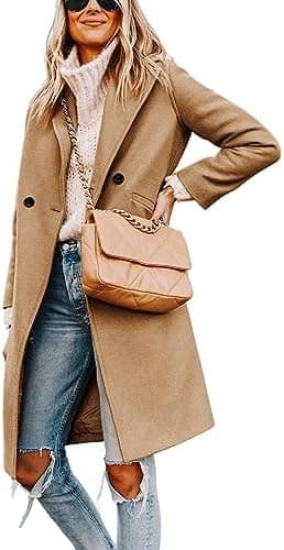 Hooever Women's Winter Wool Coat Casual Notch Lapel Single-Breasted Peacoat - Image 3
