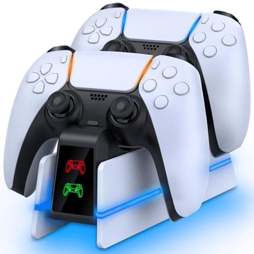 PS5-Controller-Charger-Station - Charging Station for PlayStation 5 Dualsense/Edge Controller with 9 Color Led Light, Fast Charging Dock & Holder Charger Stand for PS5/Slim/Pro Remote Accessories