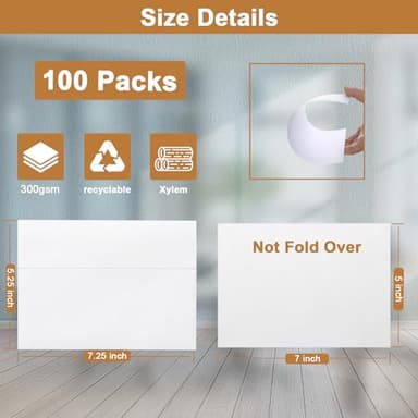 Silunkia 100 Packs White Single Panel Blank Cards and Envelopes 5 x 7 Heavy Flat Cardstock and A7 Envelopes Self Seal for Wedding Invitations, Party, DIY Greeting Cards, Graduations, Baby Shower - Image 2