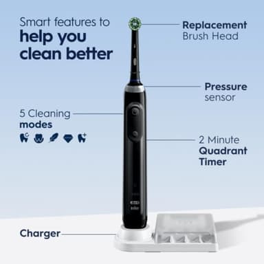Oral-B Pro 5000 Smartseries Power Rechargeable Electric Toothbrush with Bluetooth Connectivity, Black Edition - Image 2