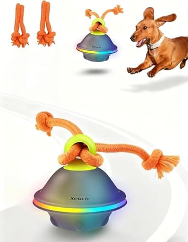 Xeuch Interactive Dog Toys, Automatic Moving and Rolling Dogs Ball with Rope, Motion-Activated Wicked Ball with Voice Recording for Small Medium Pup, Stimulation Toy for Boredom Relief Blue - Image 1
