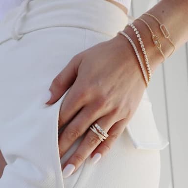 YIINHEY 14K White Gold Plated Cubic Zirconia Classic Tennis Bracelet Dainty Silver Bracelet Fashion Jewelry for Women Size 7.5 Inch(Rose Gold) - Image 4