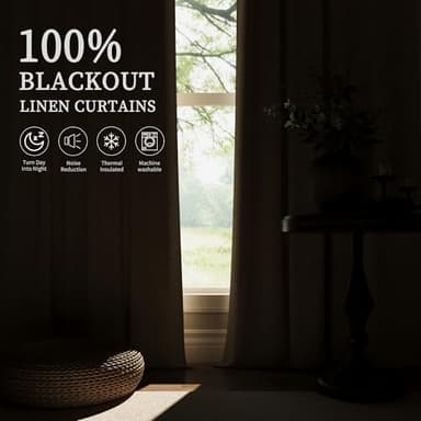 Hokibero Black Out Curtains 84 Inch Long 2 Panels Set Sage Green Linen Blackout Curtains for Bedroom Room Darkening Thermal Insulated Drapes Back Tab Top Elegant Neutral Boho Window Curtain 7ft 52x84 - Image 4