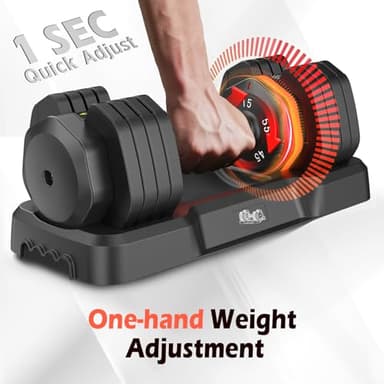 55LB Adjustable Dumbbell Set (15-55LB Per Dumbbell) - 110LB Total Weight Pair with Anti-Slip Handles, Space Saving Home Gym Equipment for Strength Training - Image 2