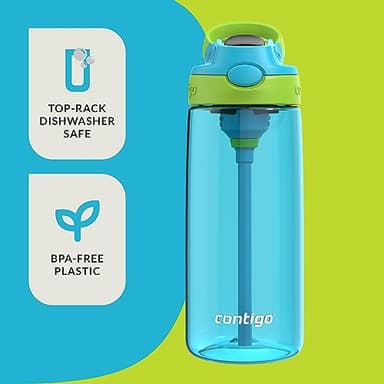 Contigo Kids 20oz 2-Pack Aubrey Water Bottles with Cleanable Silicone Straw Spill-Proof Lid Dishwasher Safe Blue Raspberry/Cool Lime & Blueberry/Juniper BPA-free - Image 7