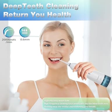 TOVENDOR Electric Water Flosser, Cordless Rechargeable Dental Oral Irrigator IPX7 Waterproof 300ML Travel Water Teeth Cleaner with 5 Tips for Braces Care Teeth Gums Cleaning, Home Office Daily Use - Image 2