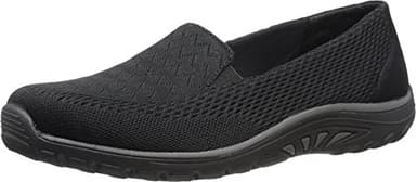 Skechers Women's Reggae Fest-Willows Loafer Flat, Black, 9 Wide