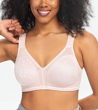 HACI Women's Minimizer Bra Full Coverage Non Padded Wirefree Plus Size for Large Bust Support Seamless(44B, Pink) - Image 2