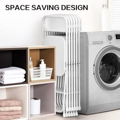 QUJEON Folding Chairs 10 Pack,White Plastic Folding Chairs for Indoor Outdoor,Portable Stackable Commercial Seat with Steel Frame 350lb.Capacity for Party Events Wedding Dining Picnic Office - Image 5