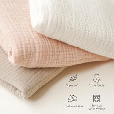 Konssy Muslin Baby Lounger Cover 1 Pack, 100% Cotton Newborn Lounger Sheets, Soft and Breathable Baby Nest Slipcover, Cover Only (Pink) - Image 4