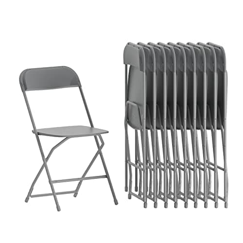 Flash Furniture Hercules Series Plastic Folding Chairs for Parties and Weddings, Stackable Commercial Event Seats, Set of 10, Gray - Image 1