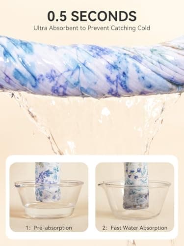 TILLYOU Muslin Hooded Baby Towels for Newborn 2 Pack, 32x32Inch Soft Baby Bath Towel Highly Absorbent for Newborn and Infant, Essential for Newborn Care, Blue Flower - Image 3