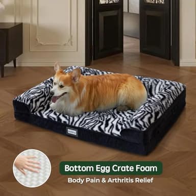 BALANCE Orthopedic Dog Bed for Large Dogs, Comfortable Dog Sofa Beds with Removable Washable Cover & Waterproof Lining, Egg Crate Foam Dogs Couch for Pet Sleeping, Black - Image 5
