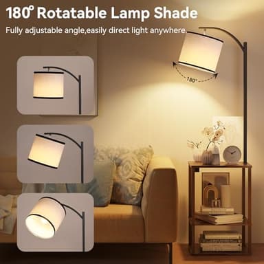 SUNMORY Floor Lamp with Table, End Table for Living Room with Lamp, Shelves Side Table with Charging Station(USB & AC Port), 3 Color Temperature LED Bulb, Modern Nightstand Lamp for Bedroom, Office - Image 8