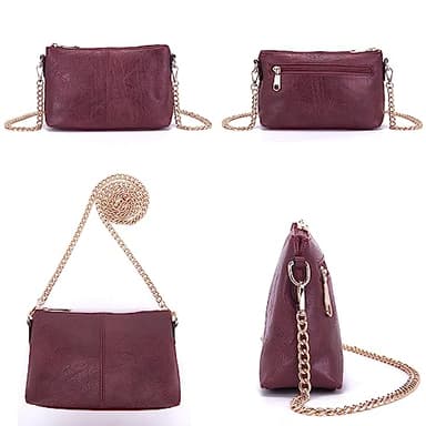 Large Crossbody Purses Set For Women Shoulder Bag Tote Handbags Ladies Hobo Bags With Wallet 4PCS Red - Image 5