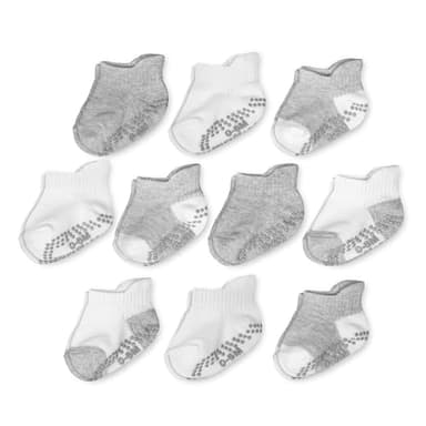 Fruit of the Loom Cotton Grip Socks for Baby and Toddler - Heather Grey (0-6 Months) - Image 1